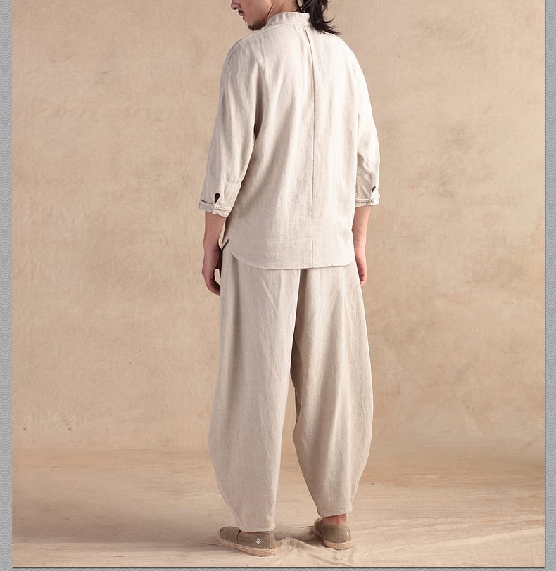 綿麻のチャイナシャツ