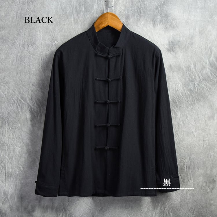 黒の中華風スタンドカラージャケット