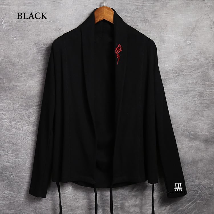 黒の中華風ショール襟ジャケット