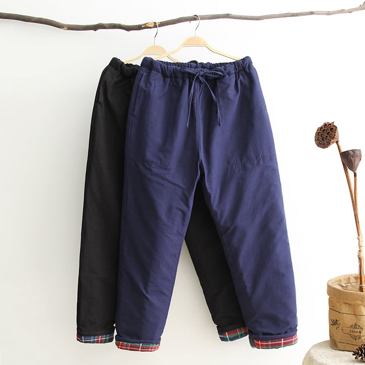 メンズの中華風キルティングパンツ