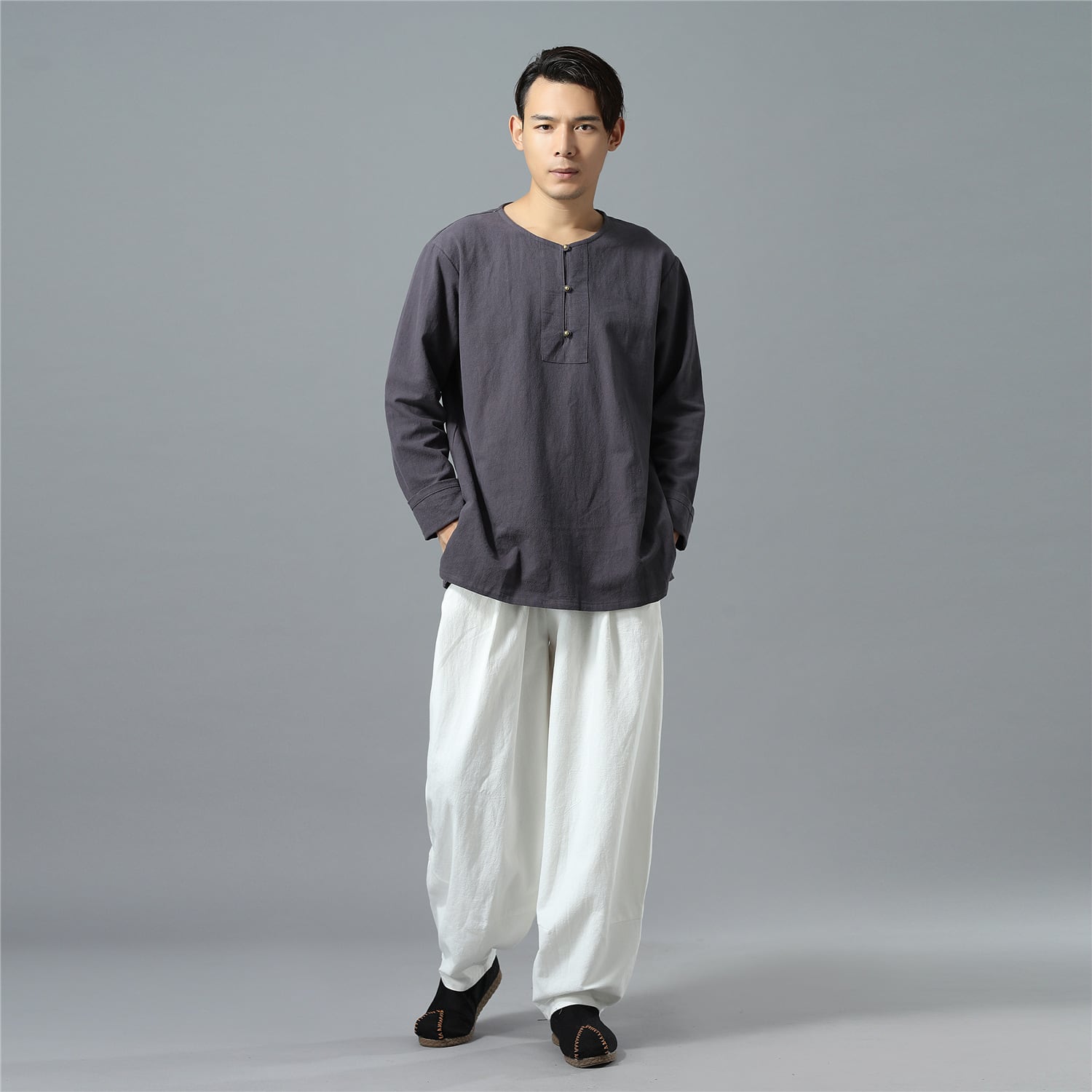 綿麻の中華パンツ