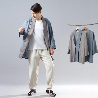 中華風のカジュアルな綿麻羽織ジャケット