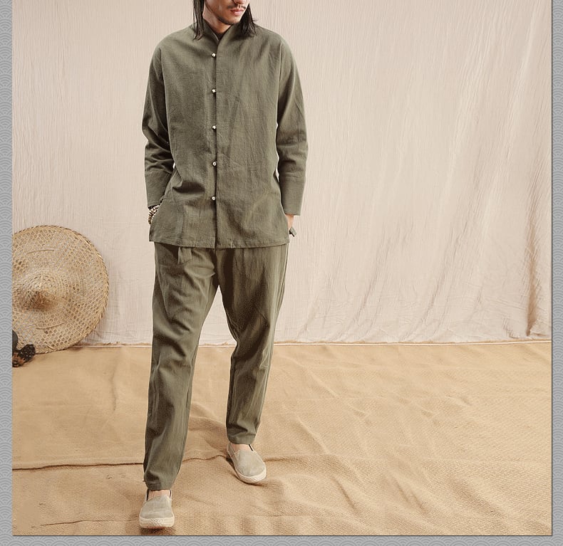 男性用の漢服シャツ