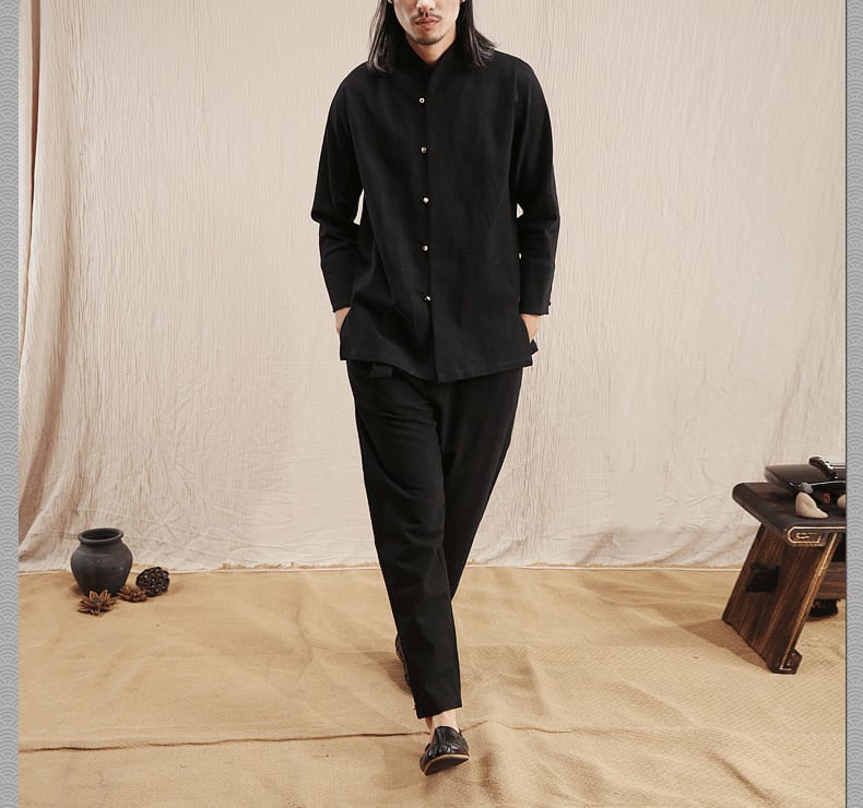 男性用のカンフーチャイナシャツ