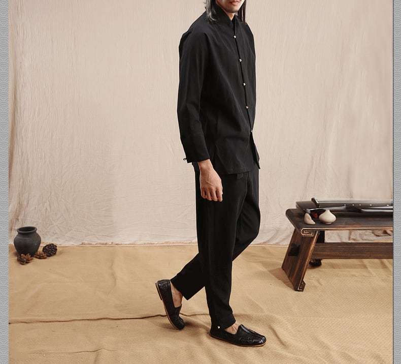 綿麻のチャイナシャツ