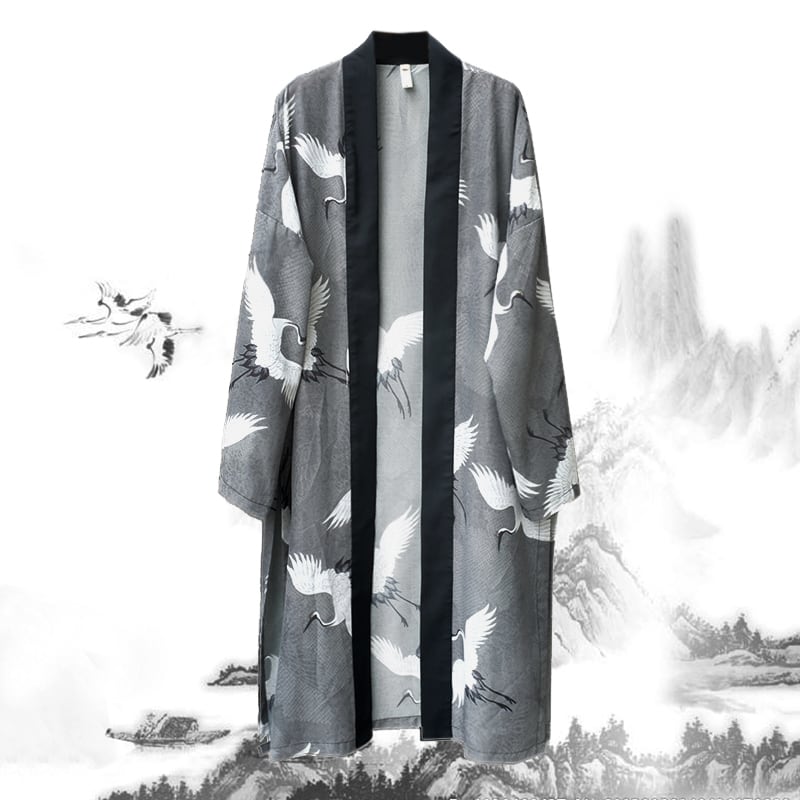 シフォン素材を使った中華風の羽織コート。透け感のある春夏のアイテムとして最適です。
