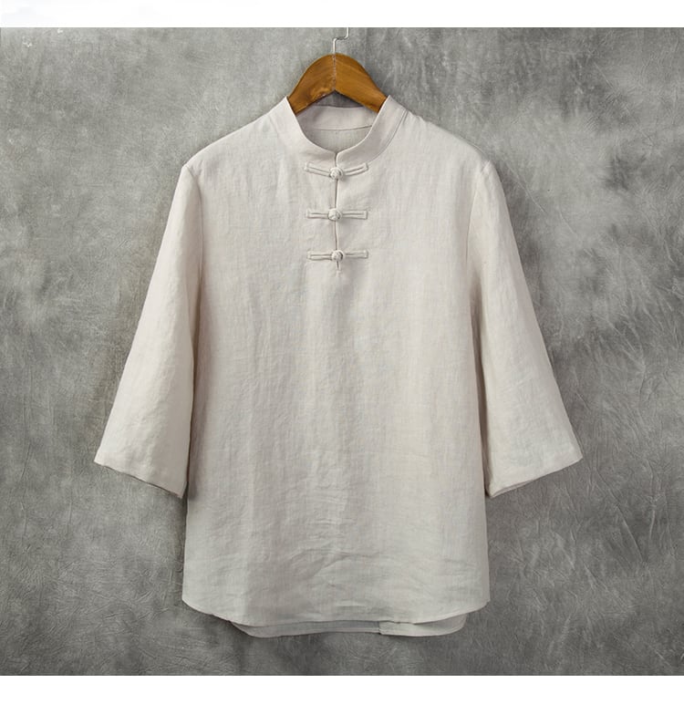 メンズのチャイナボタンTシャツ