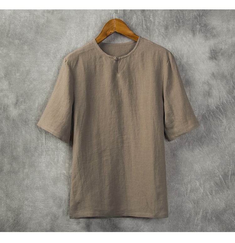 男性用の半袖チャイナTシャツ