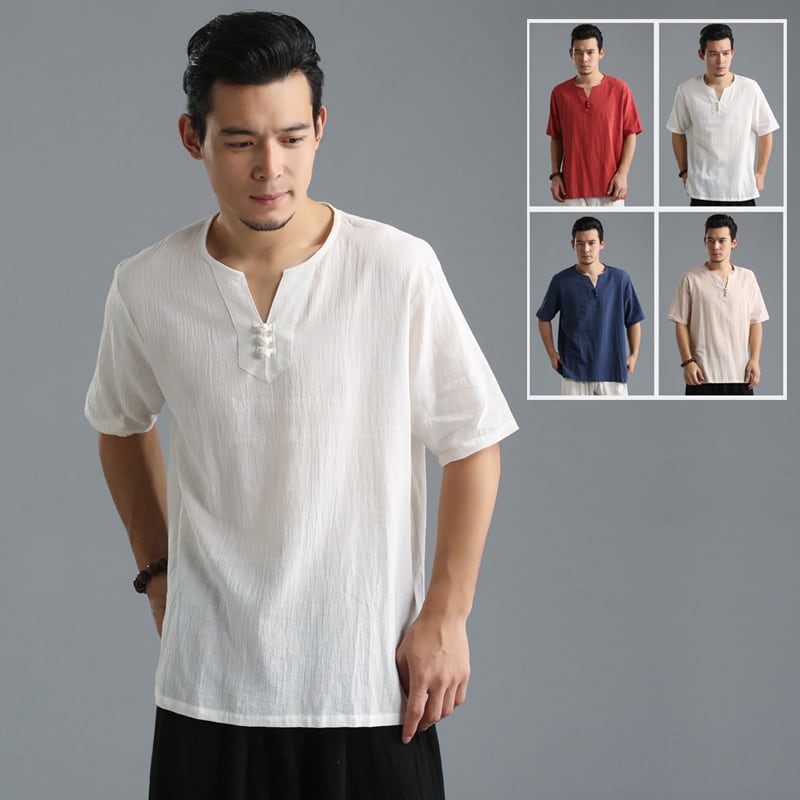綿麻楊柳チャイナTシャツ|メンズのチャイナ服やグッズの販売サイト-チャイナカジュアル