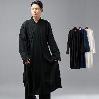 斜め開きの丈長ロングジャケット。僧道服と呼ばれる僧侶の服をカジュアルに表現したジャケットです。