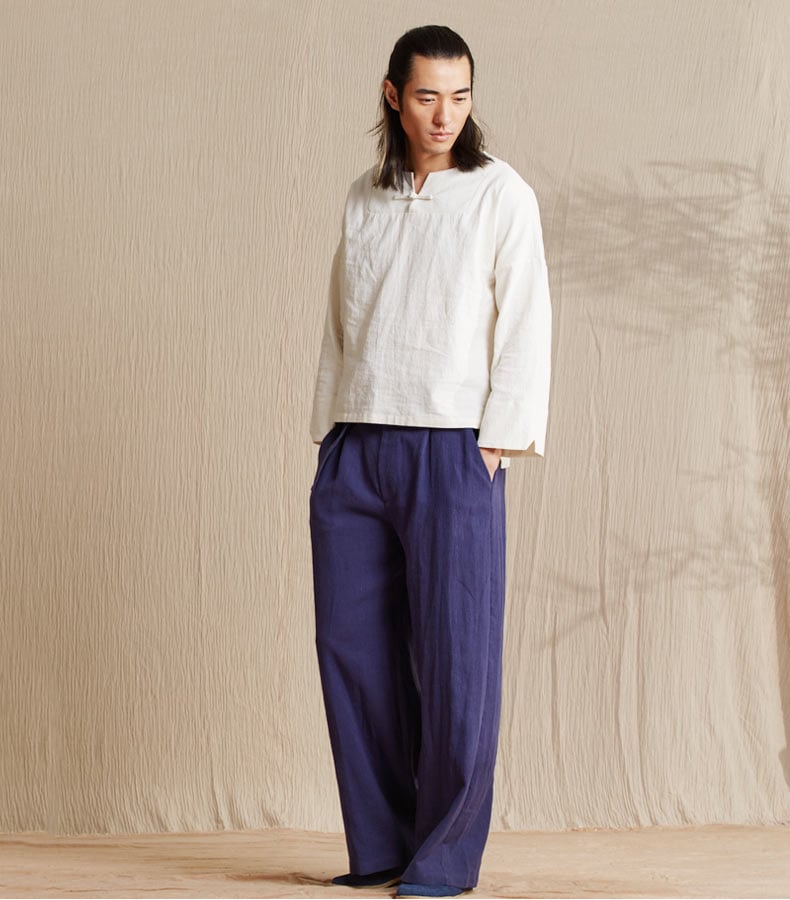 男性用のチャイナ風イージーパンツ