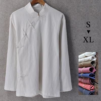高品質な綿麻素材を使用した漢服斜め襟シャツ