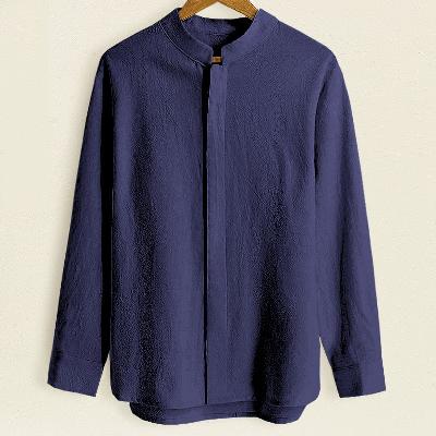 高品質綿麻使用！比翼前立て漢服シャツ