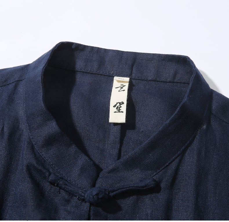 男性用のチャイナ7分袖シャツ