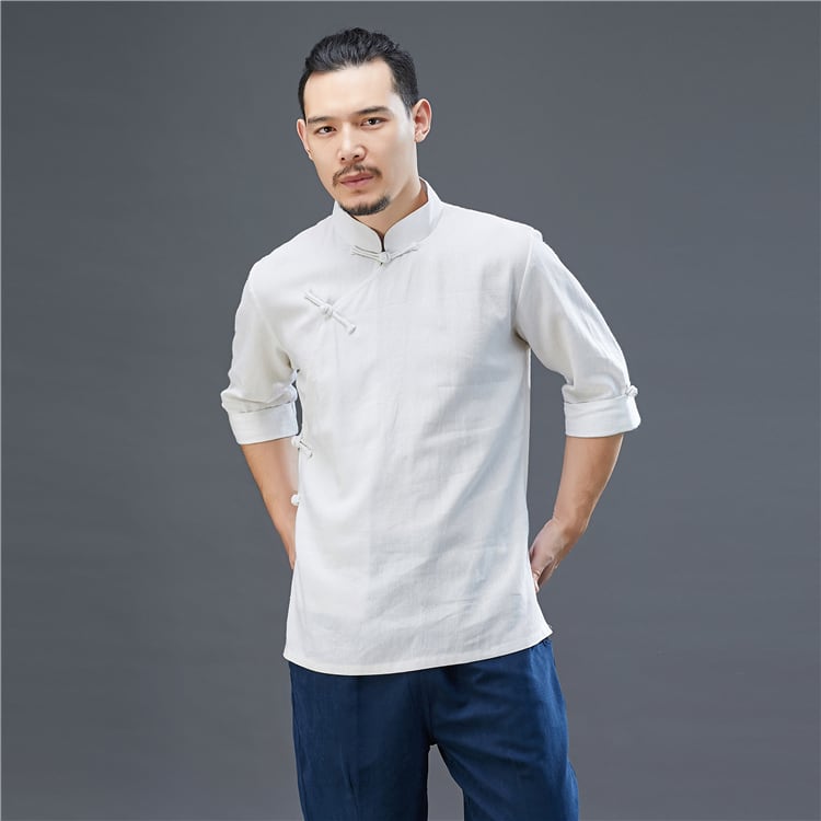 男性用のチャイナ風5分袖Tシャツ
