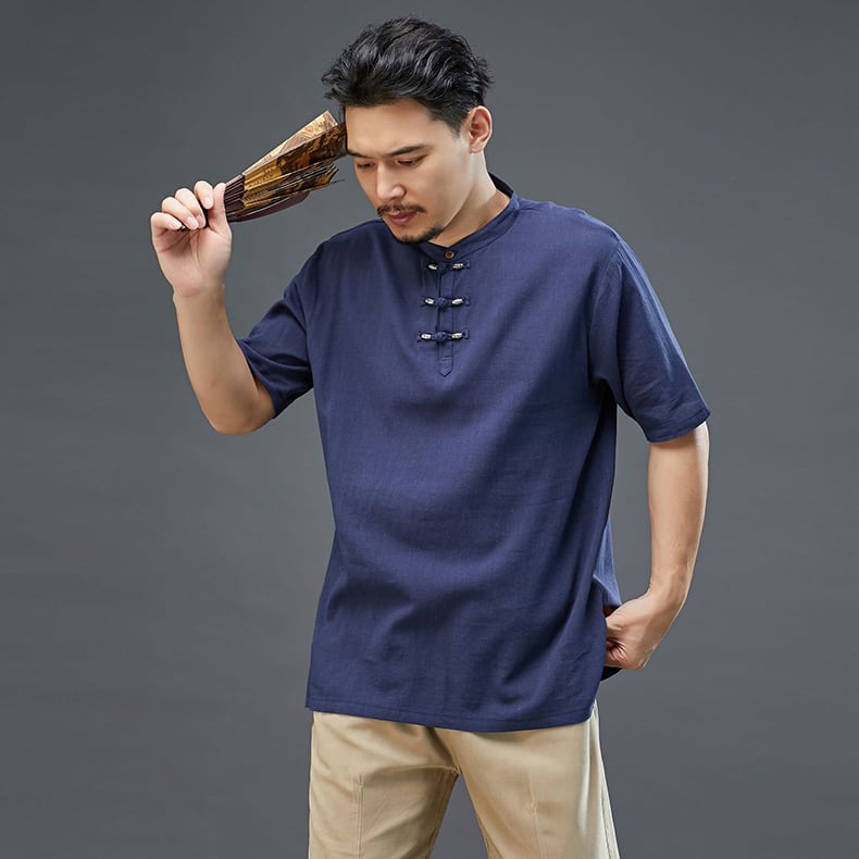 男性の中華風Tシャツ