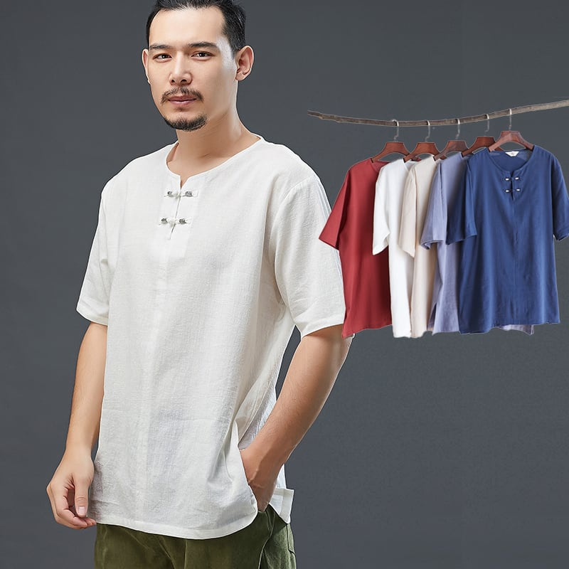 キーネック丸首チャイナTシャツ|メンズのチャイナ服やグッズの販売サイト-チャイナカジュアル