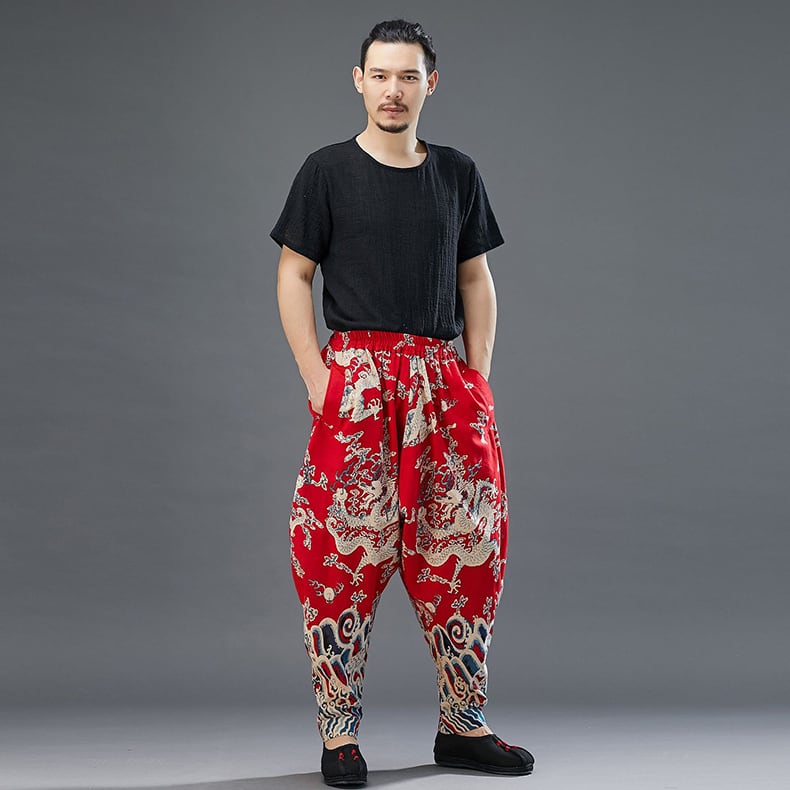 男性用のチャイナランタンパンツ