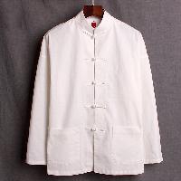 しっかり縫製された立ち襟！ストレッチの効いた綿麻素材のチャイナシャツです。