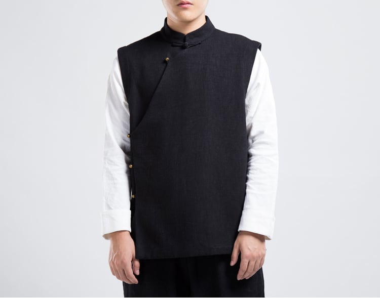 メンズの中華風フリースベスト