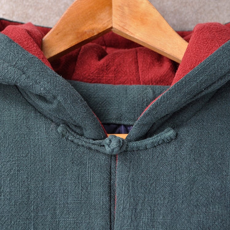 メンズのフード付きチャイナコート