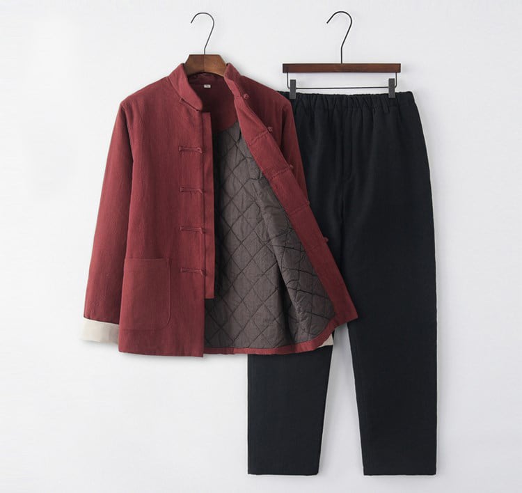 メンズの暖か防寒中華服