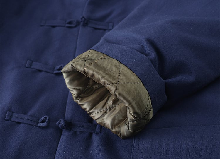 メンズのチャイナ防寒フード付きパーカー