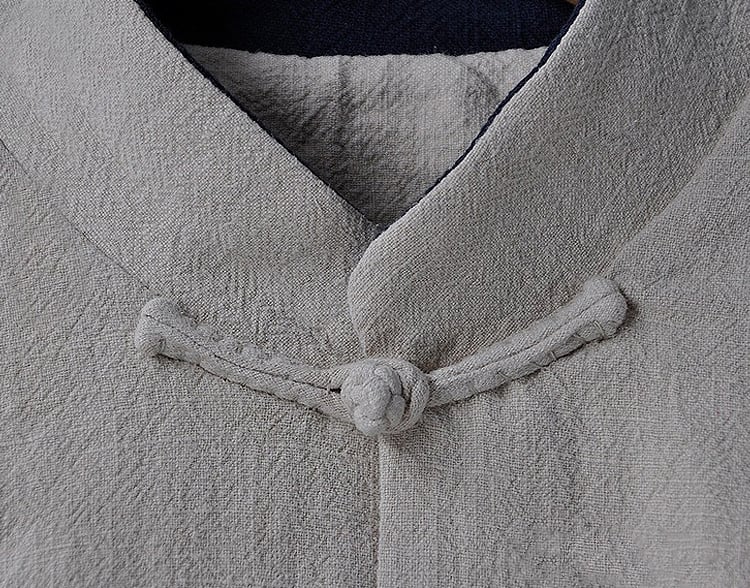 男性用のチャイナボタン綿麻ジャケット
