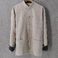 良質な綿麻素材を使ったチャイナジャケット！白綿の裏地が付いており春や秋の着用に最適です。