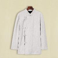 綿麻素材の斜め襟漢服ジャケット。生地は適度な厚さなので年中着用可能です。