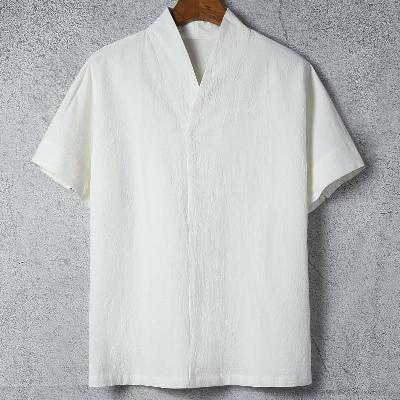 レトロな漢服襟のチャイナTシャツ！交差する襟がチャイナモードです。