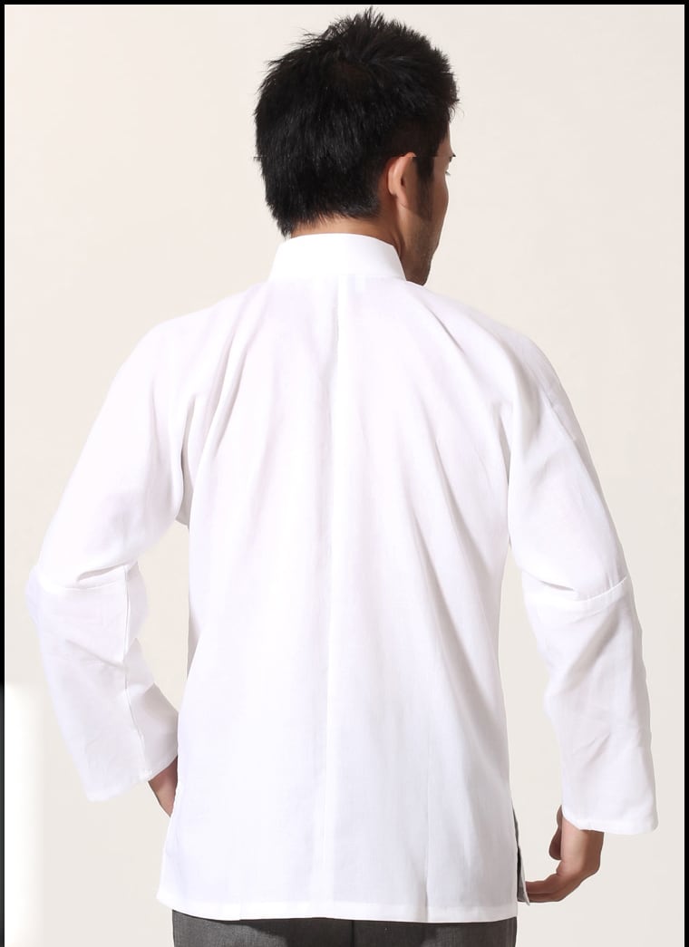 中華風の綿麻シャツ
