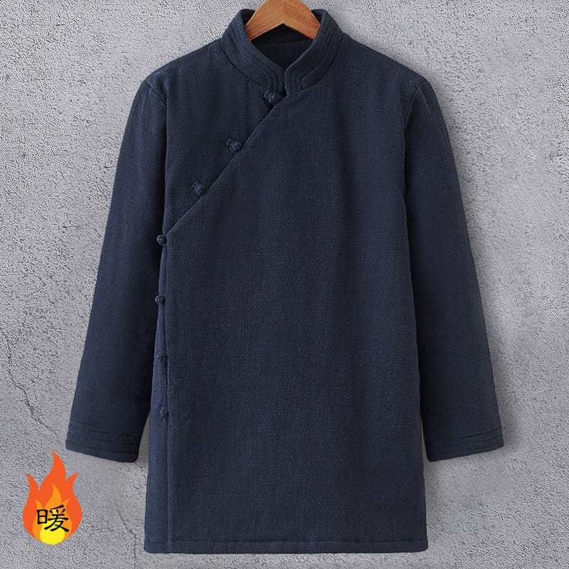 中華スタイルミディアム丈ジャケット。シルクコットンの中綿がとても暖か！