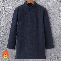 中華スタイルの中綿ミディアム丈ジャケット。シルクコットンの中綿キルティングはとても暖か！！
