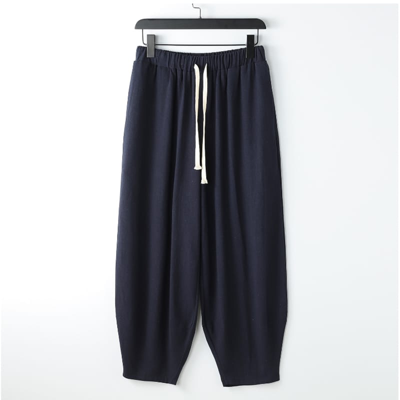 メンズの綿麻ゆったりカンフーパンツ