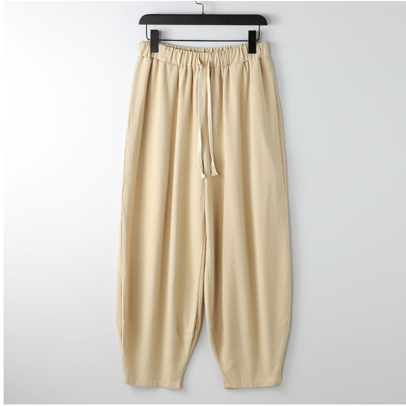 中華風のがっちり体型９分丈メンズパンツ