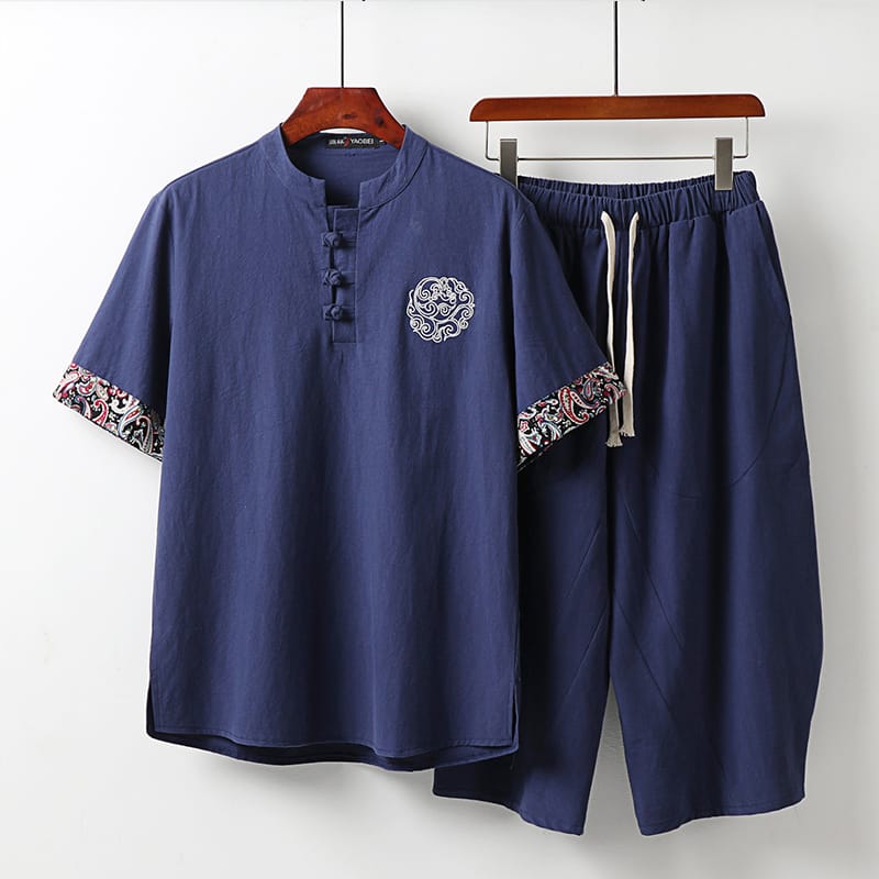 メンズの半袖チャイナチャイナスーツ