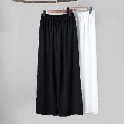 エスニックなワイドレッグパンツ。シフォンと綿麻生地の２層仕様