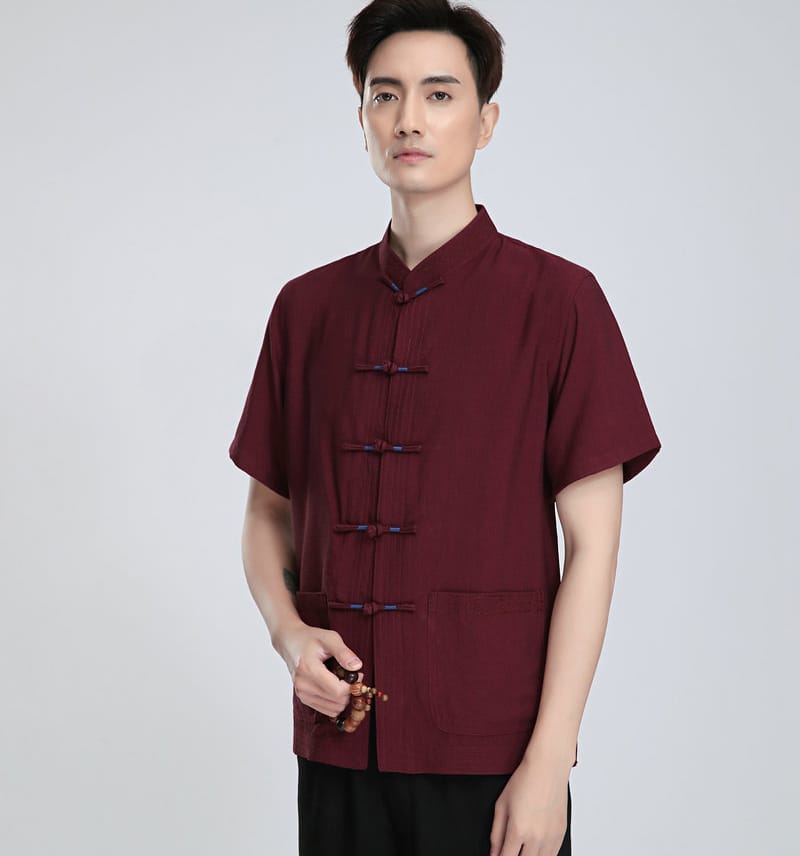 中華風の半袖カンフーシャツ