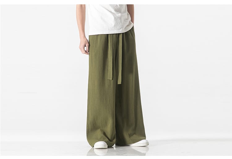 メンズのベルト通しチャイナパンツ