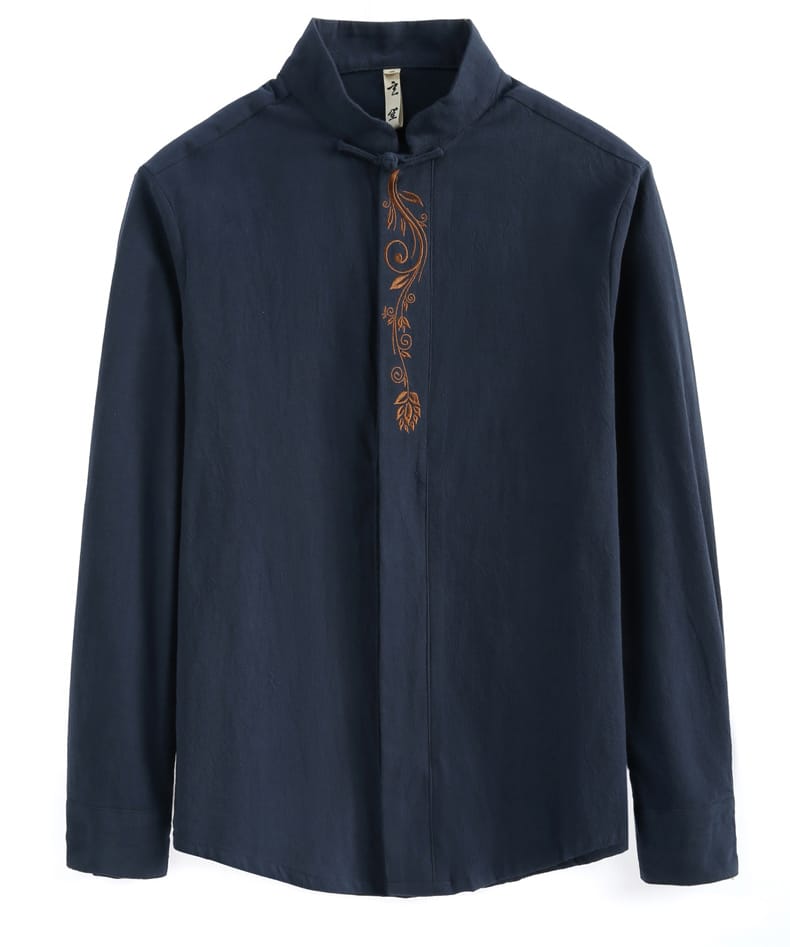 メンズの中華風カジュアルシャツ