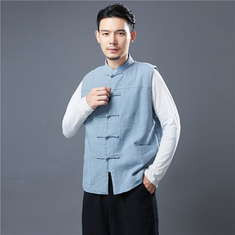 メンズのチャイナボタンの服