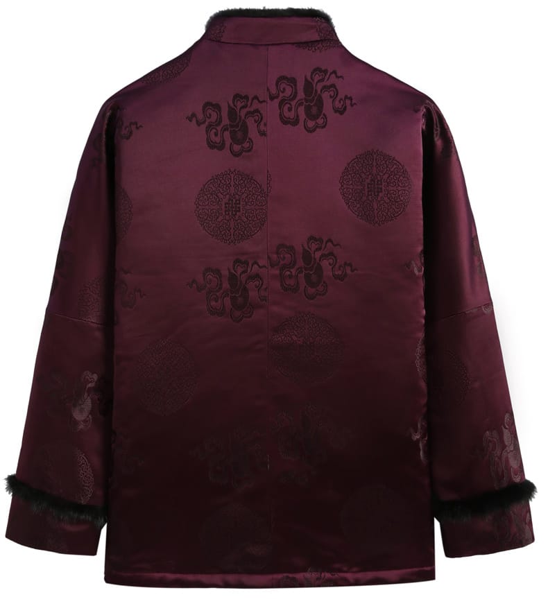 中国紋様中綿チャイナジャケット（紅）（ ハイグレード）｜チャイナカジュアル
