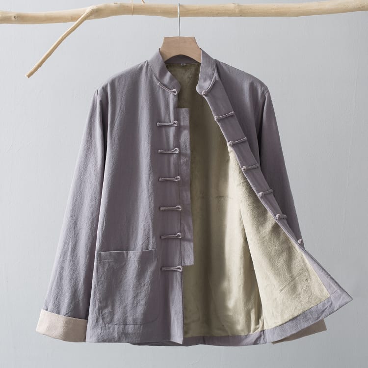 メンズの暖かいベルベットチャイナジャケット