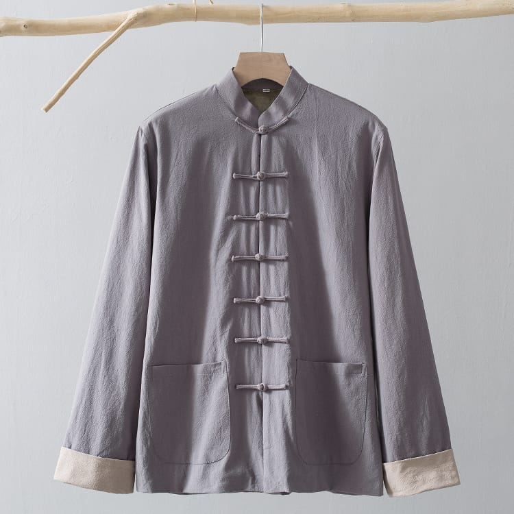 メンズの暖かいフランネルチャイナジャケット