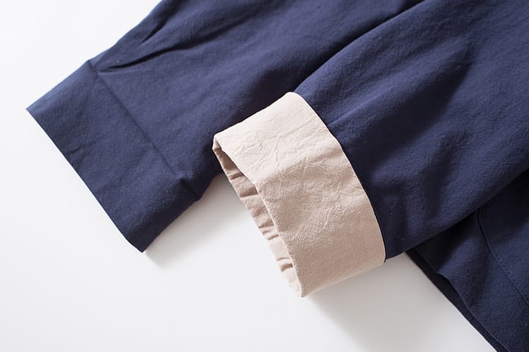 メンズの中華風のフリースロングジャケット