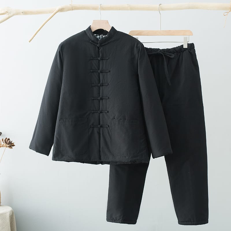 メンズの防寒チャイナセットアップ