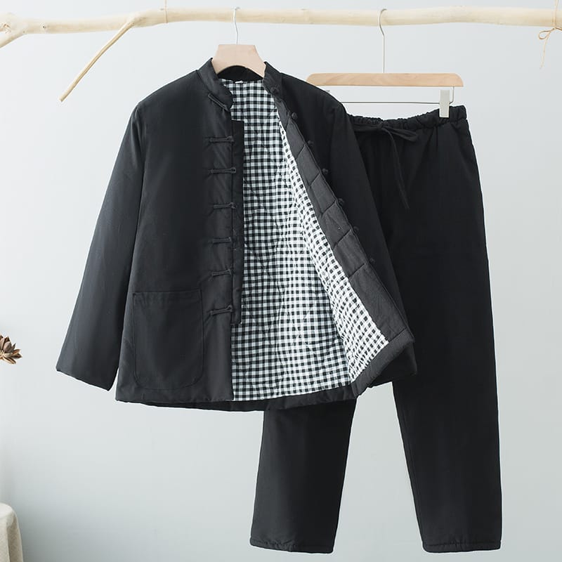 メンズの防寒チャイナ服上下