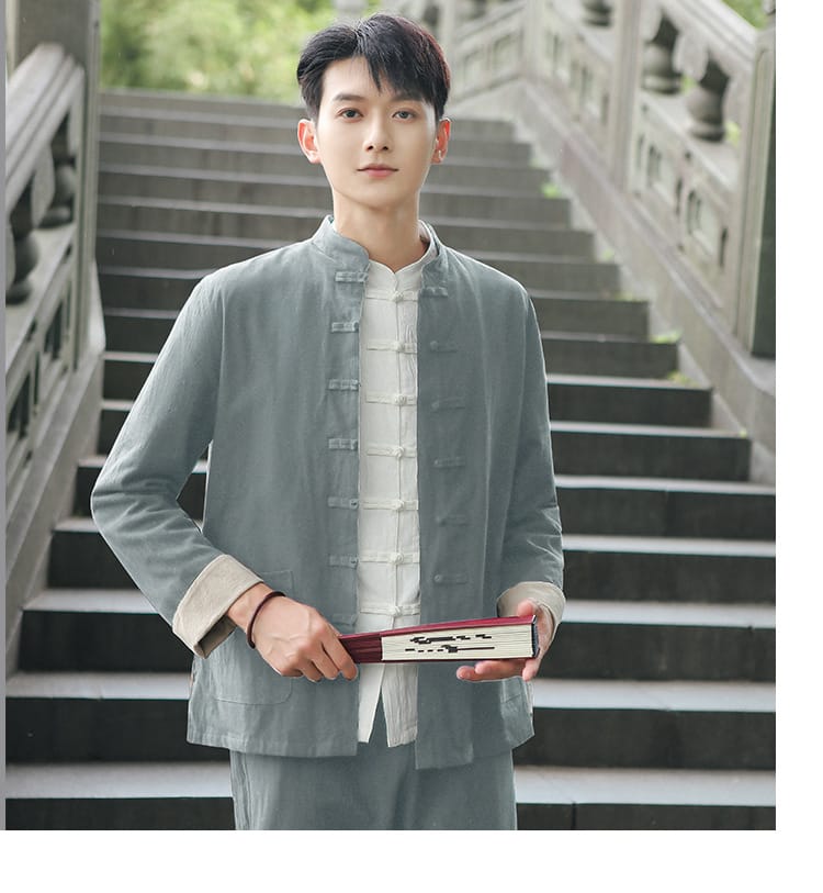 男性用のチャイナボタンのスーツ