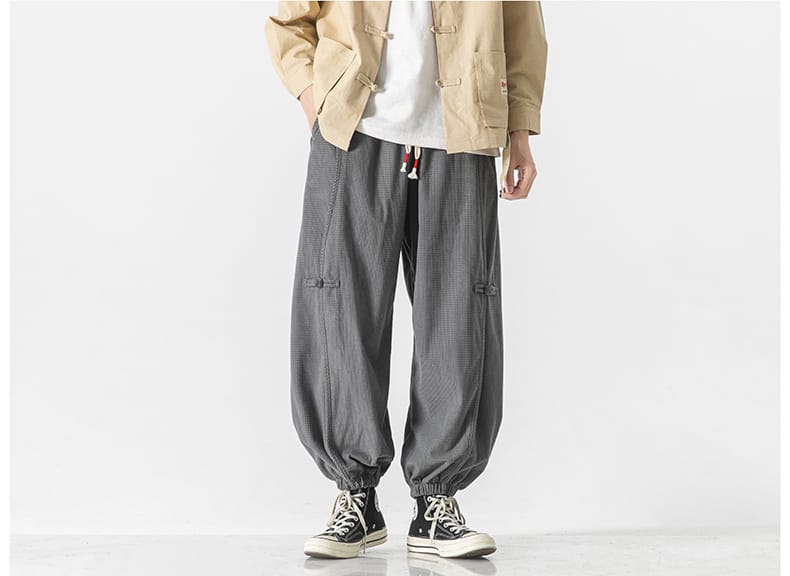 男性用のチャイナワイドレッグパンツ